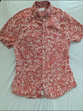 Oasis Red & White Patterned Button-Up Shirt